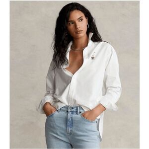Polo Ralph Lauren Ombre Big Pony Oxford Shirt White Embroidered Large Logo Size